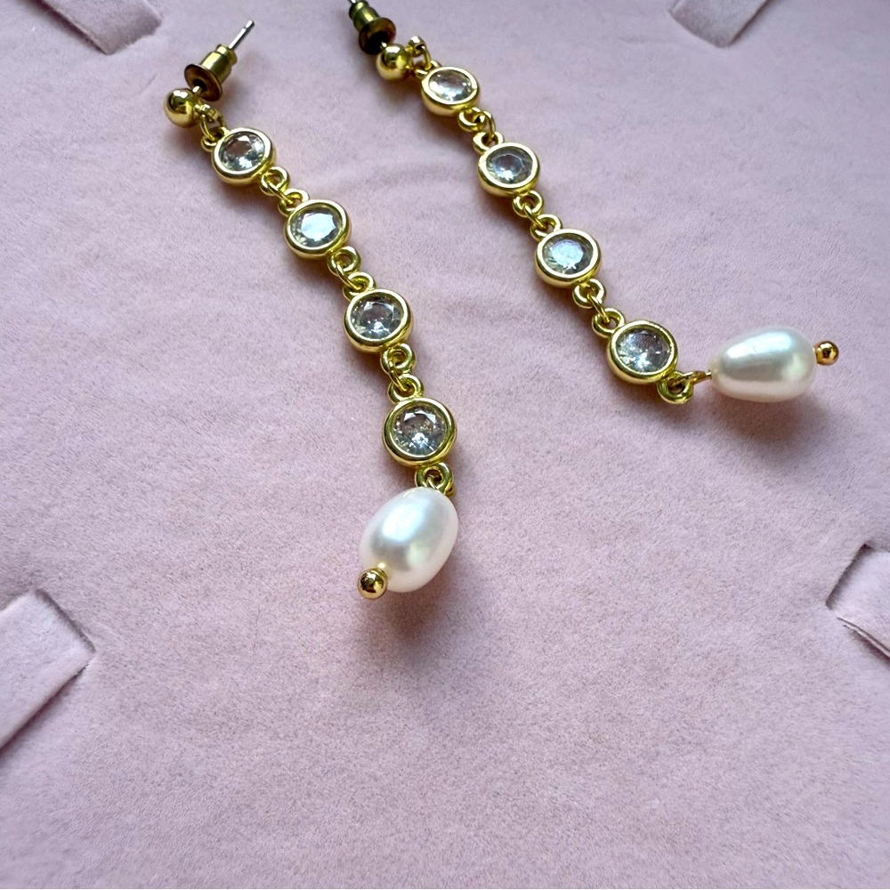 Jules Smith Bling Cultured Pearl Drop Earrings - Picture 3 of 6